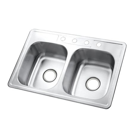 GOURMETIER GKTD33227 Drop-in Double Bowl Kitchen Sink, Brushed GKTD33227